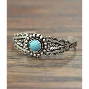 Turquoise Cuff Bracelet , Natural Stone Charm, Native American Flair, Ships in